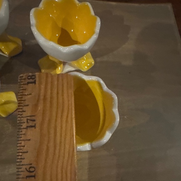 Set Of 6 Vintage Ganz Duck Feet Egg Cups, White & Yellow - Picture 5 of 5